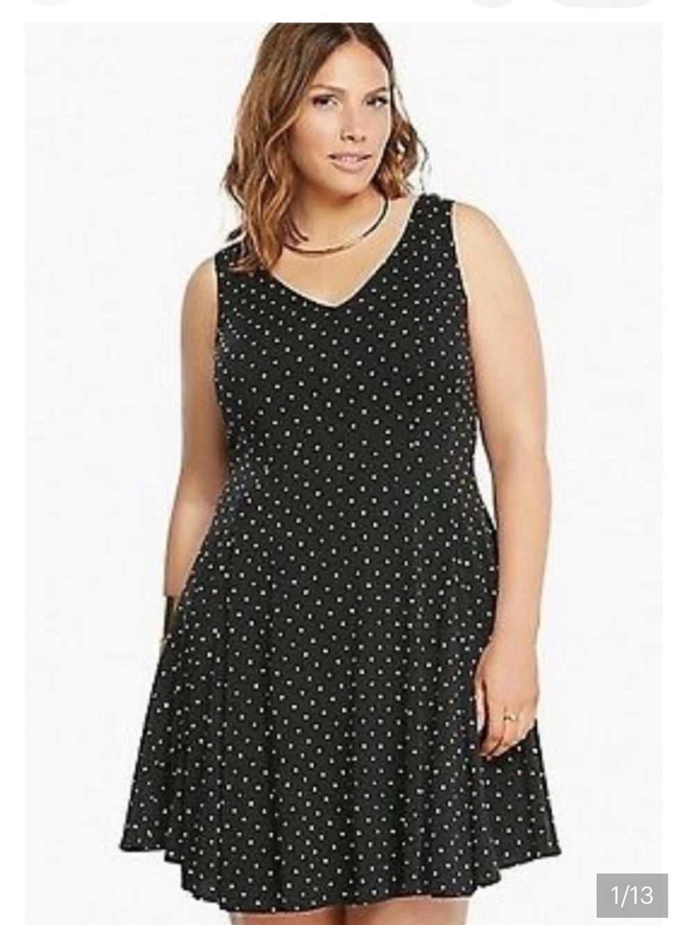 torrid Black Polka Dot V‑Neck Sleeveless Dress